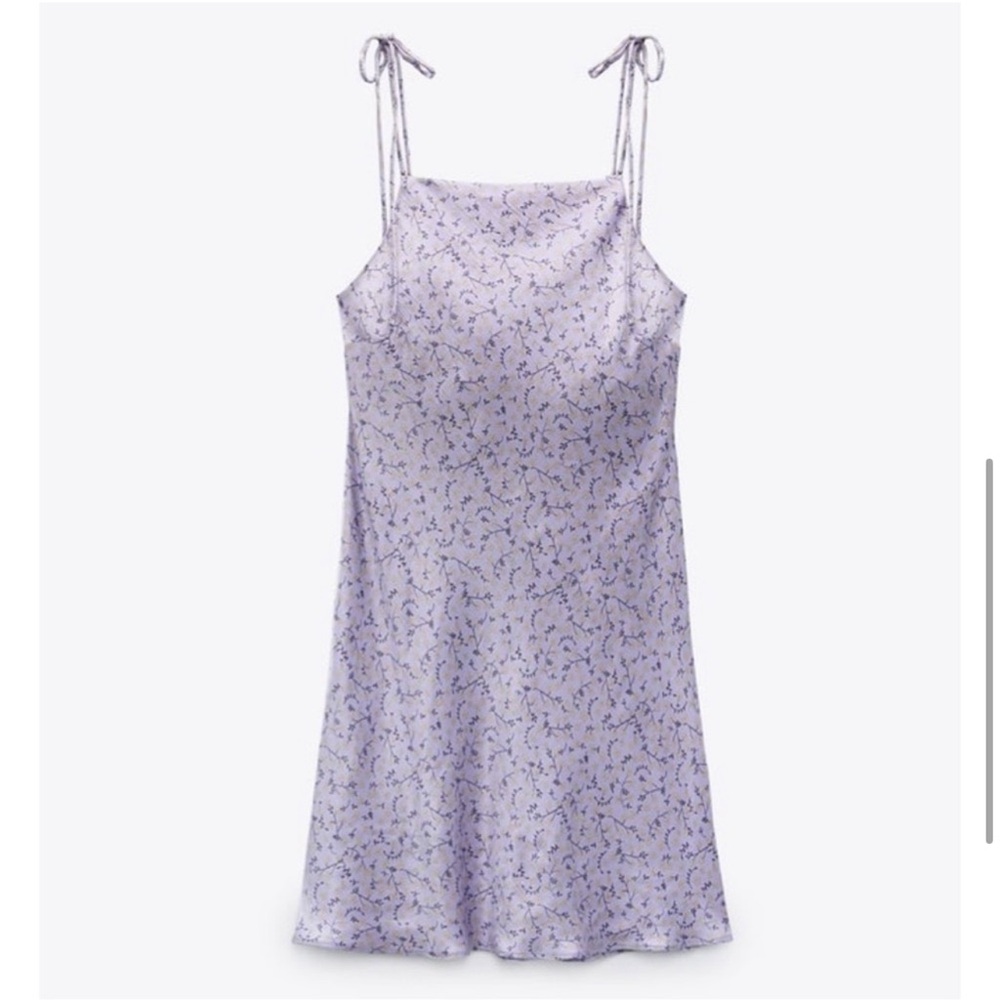 Zara Lilac Floral Slip Mini Dress